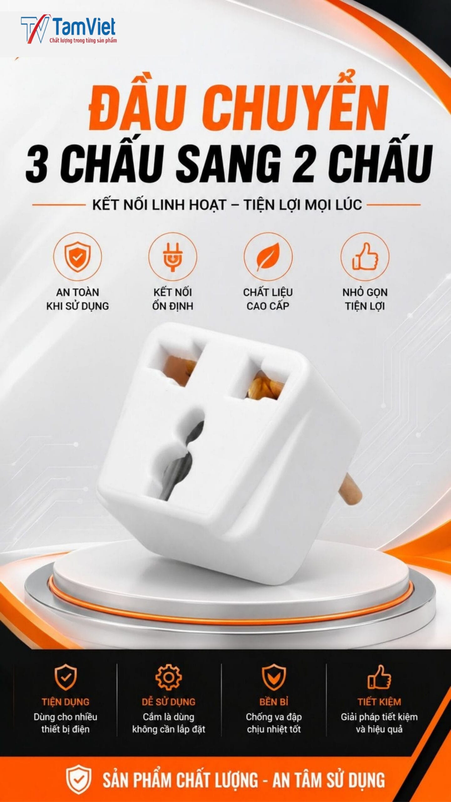 Đầu Chuyển 3 Chấu Sang 2 Chấu