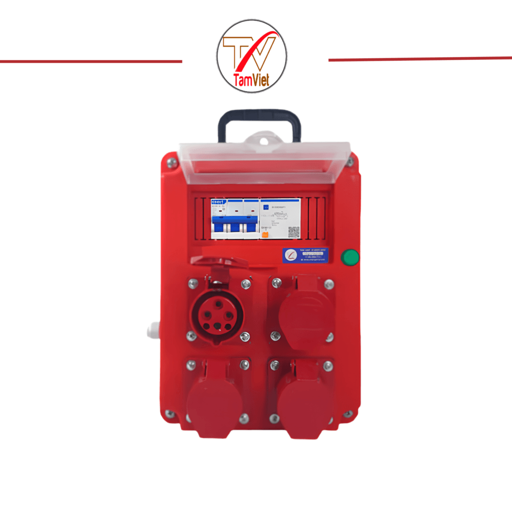 Hộp nguồn 3 pha 4 ổ 16A kèm áp chống giật
