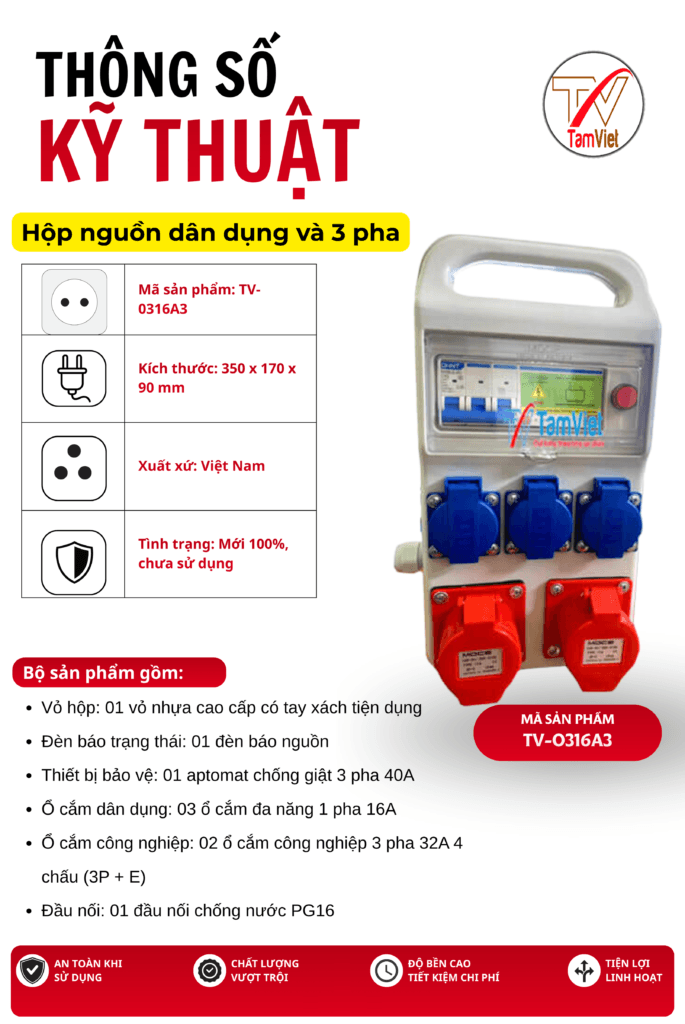 Hộp nguồn dân dụng và 3 pha
