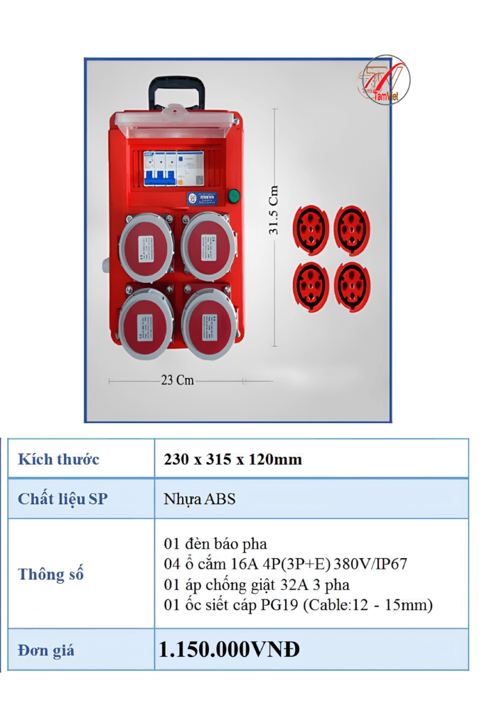 Hộp nguồn điện công nghiệp 3 pha ngoài trời IP 67