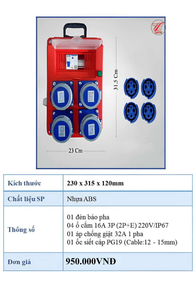 Hộp nguồn thi công, ổ cắm, phích cắm đa năng IP67
