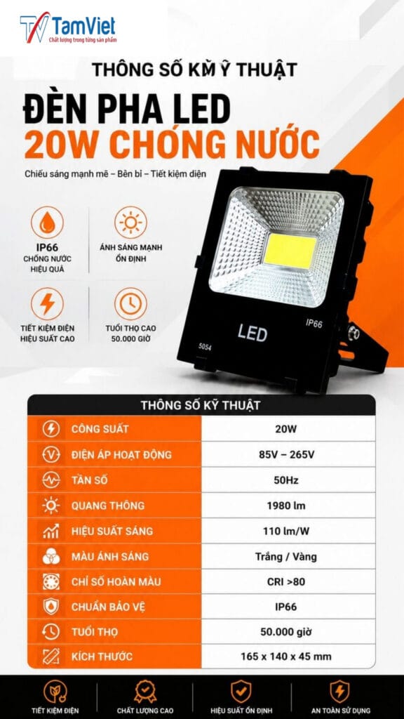 đèn pha led 20w